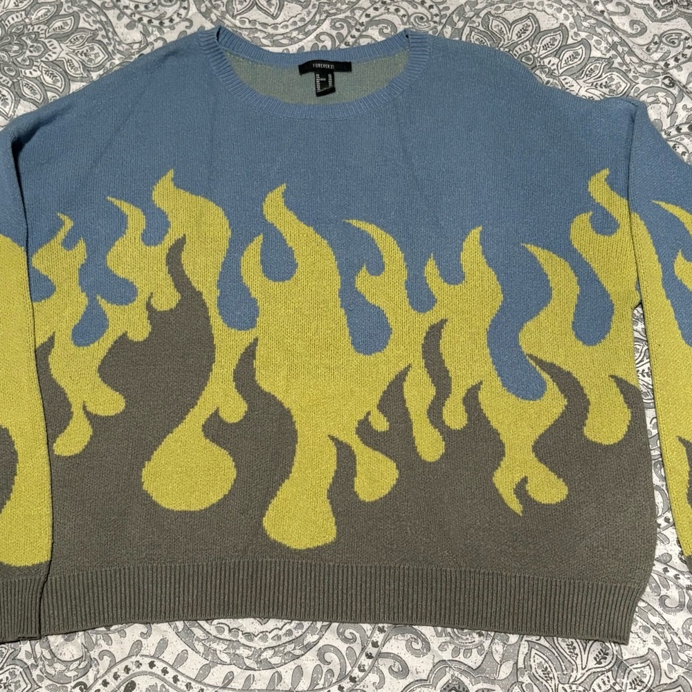 Blue + Green Fire Sweater